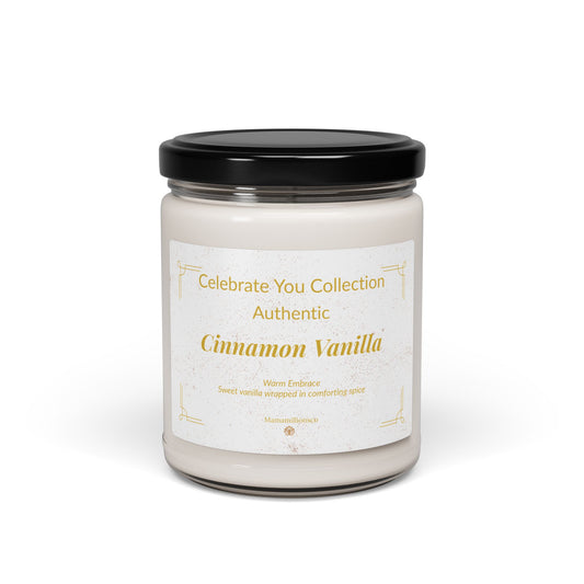 Authentic - Celebrate You Collection Relaxing Scented Soy Candle, Cinnamon Vanilla, Aromatherapy Candle, Gift for Her, Home Decor, Self-Care, Zen Meditation