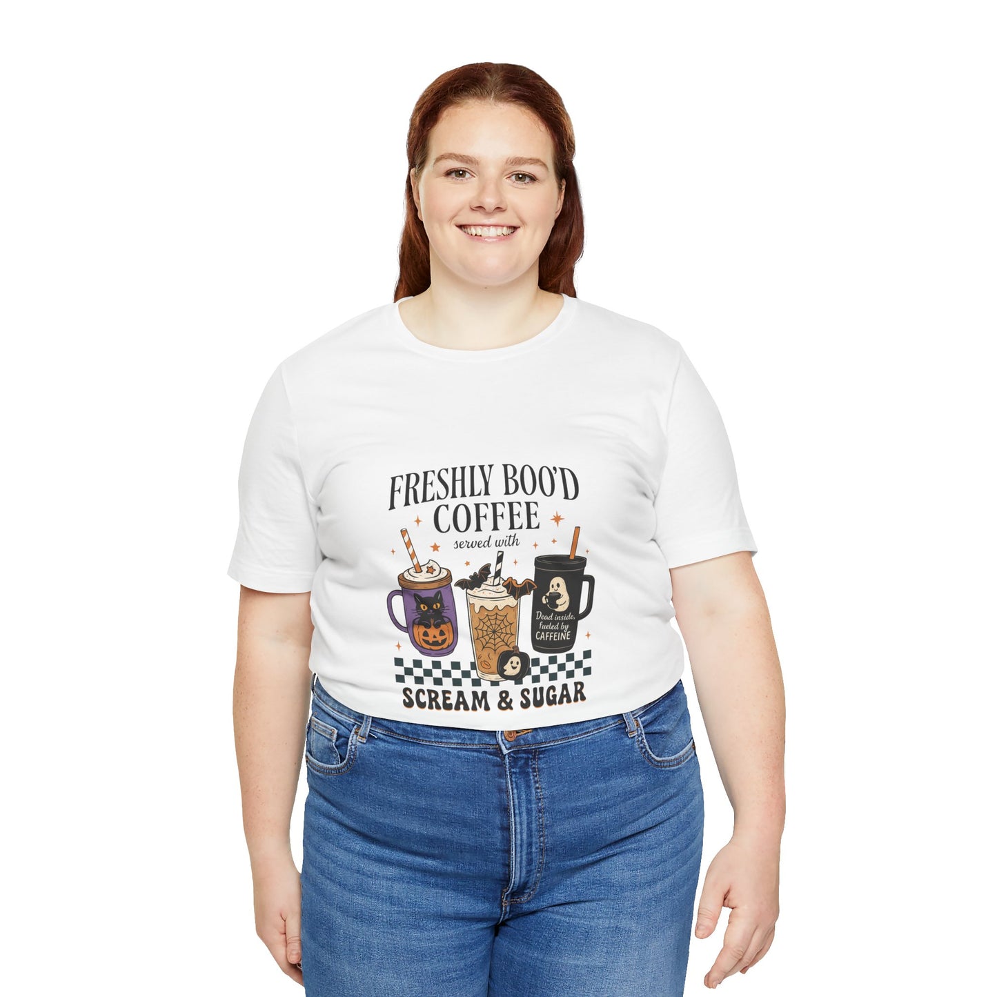 Freshly Boo'd Coffee Served with Scream & Sugar Unisex Tee: Magical Attitude Shirt, Witchy Apparel, Unique Gift, Humor T-Shirt, Fun Everyday Wear
