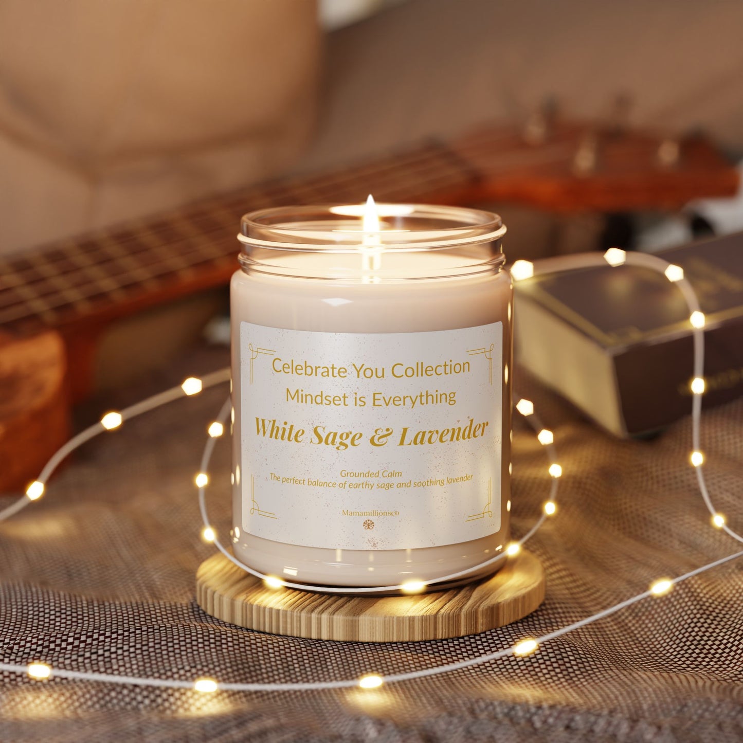 Celebrate You Collection:  Mindset is Everything - White Sage & Lavender Relaxing Scented Soy Candle, Aromatherapy Candle, Gift for Her, Home Decor, Self-Care, Zen Meditation