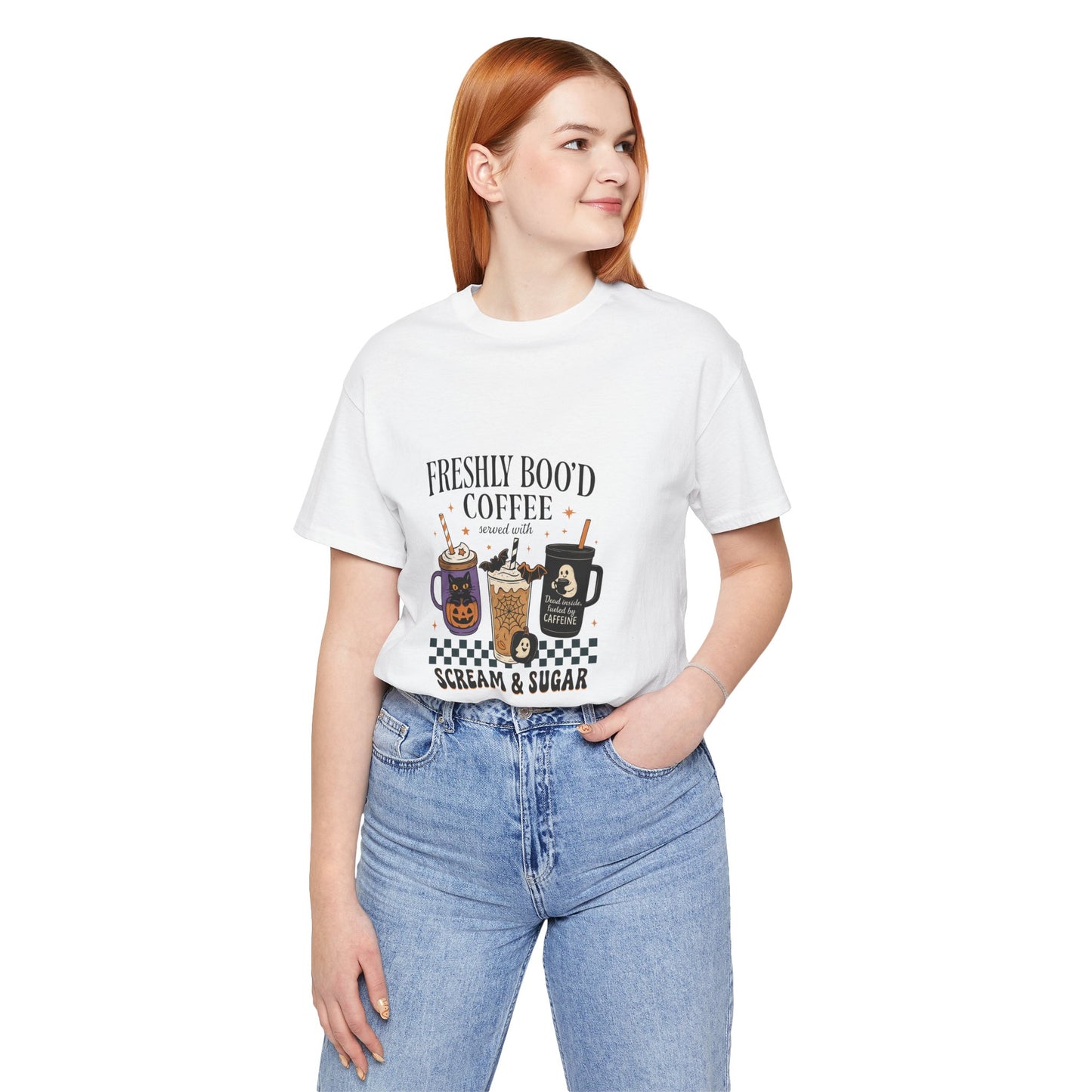 Freshly Boo'd Coffee Served with Scream & Sugar Unisex Tee: Magical Attitude Shirt, Witchy Apparel, Unique Gift, Humor T-Shirt, Fun Everyday Wear