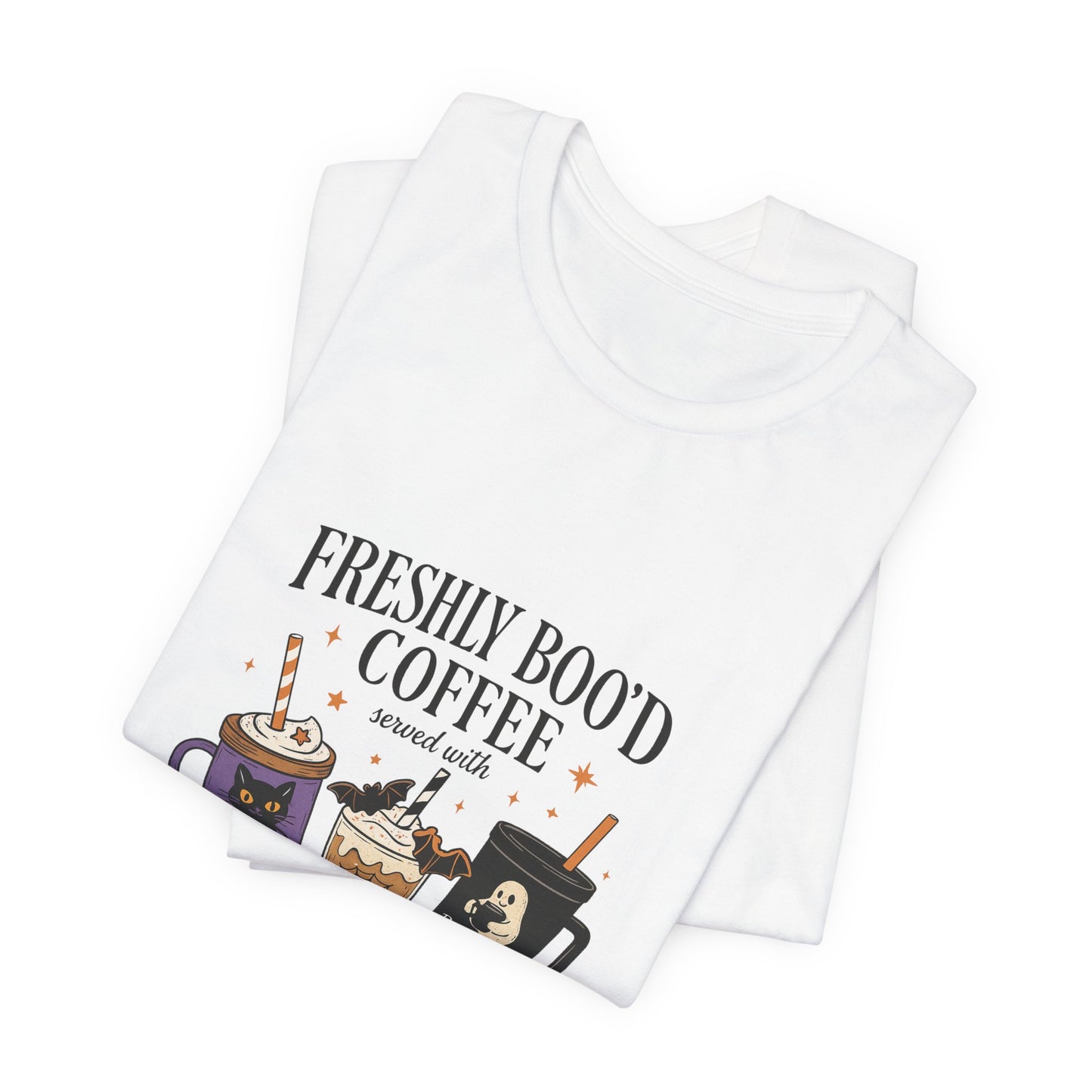 Freshly Boo'd Coffee Served with Scream & Sugar Unisex Tee: Magical Attitude Shirt, Witchy Apparel, Unique Gift, Humor T-Shirt, Fun Everyday Wear