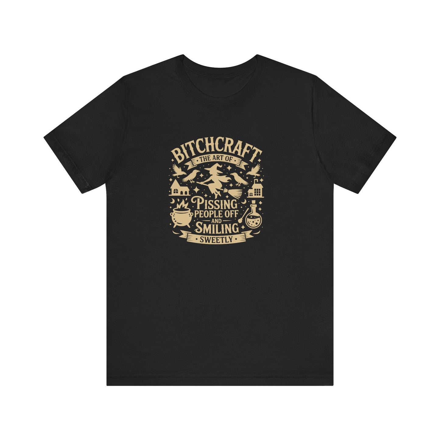 Black Bitchcraft Unisex Tee: Magical Attitude Shirt, Witchy Apparel, Unique Gift, Humor T-Shirt, Fun Everyday Wear