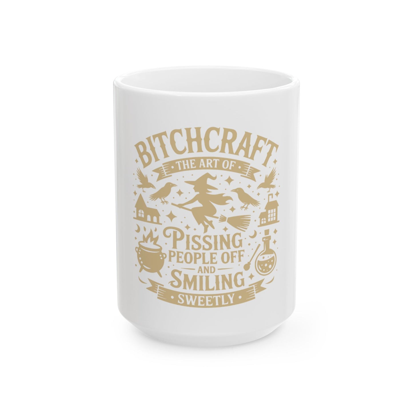 Bitchcraft Gold and White Ceramic Mug, Inspirational Coffee Cup, Heartfelt Gift, Self-Care, Home Decor, Morning Routine, Thoughtful Present