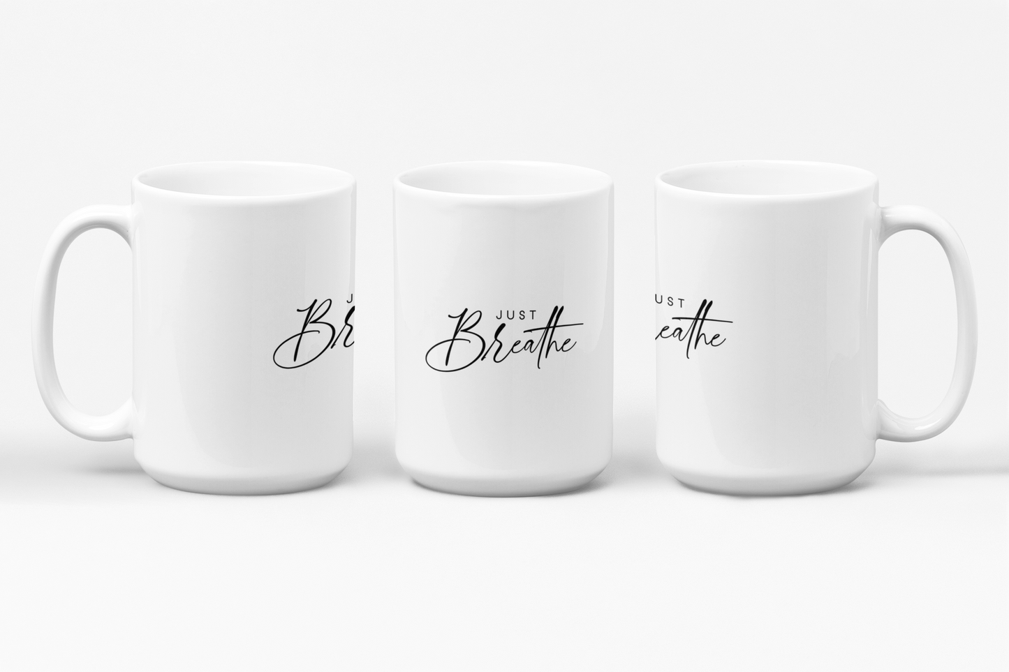 Just Breathe Ceramic Mug, Inspirational Coffee Cup, Heartfelt Gift, Self-Care, Home Decor, Morning Routine, Thoughtful Present