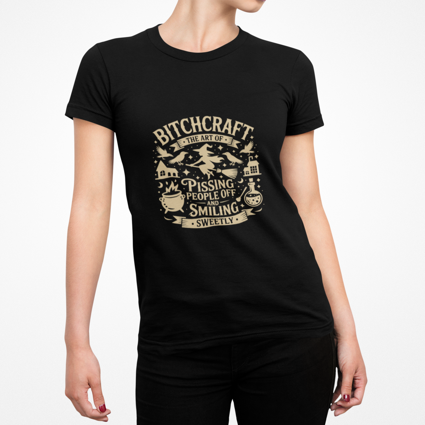 Black Bitchcraft Unisex Tee: Magical Attitude Shirt, Witchy Apparel, Unique Gift, Humor T-Shirt, Fun Everyday Wear