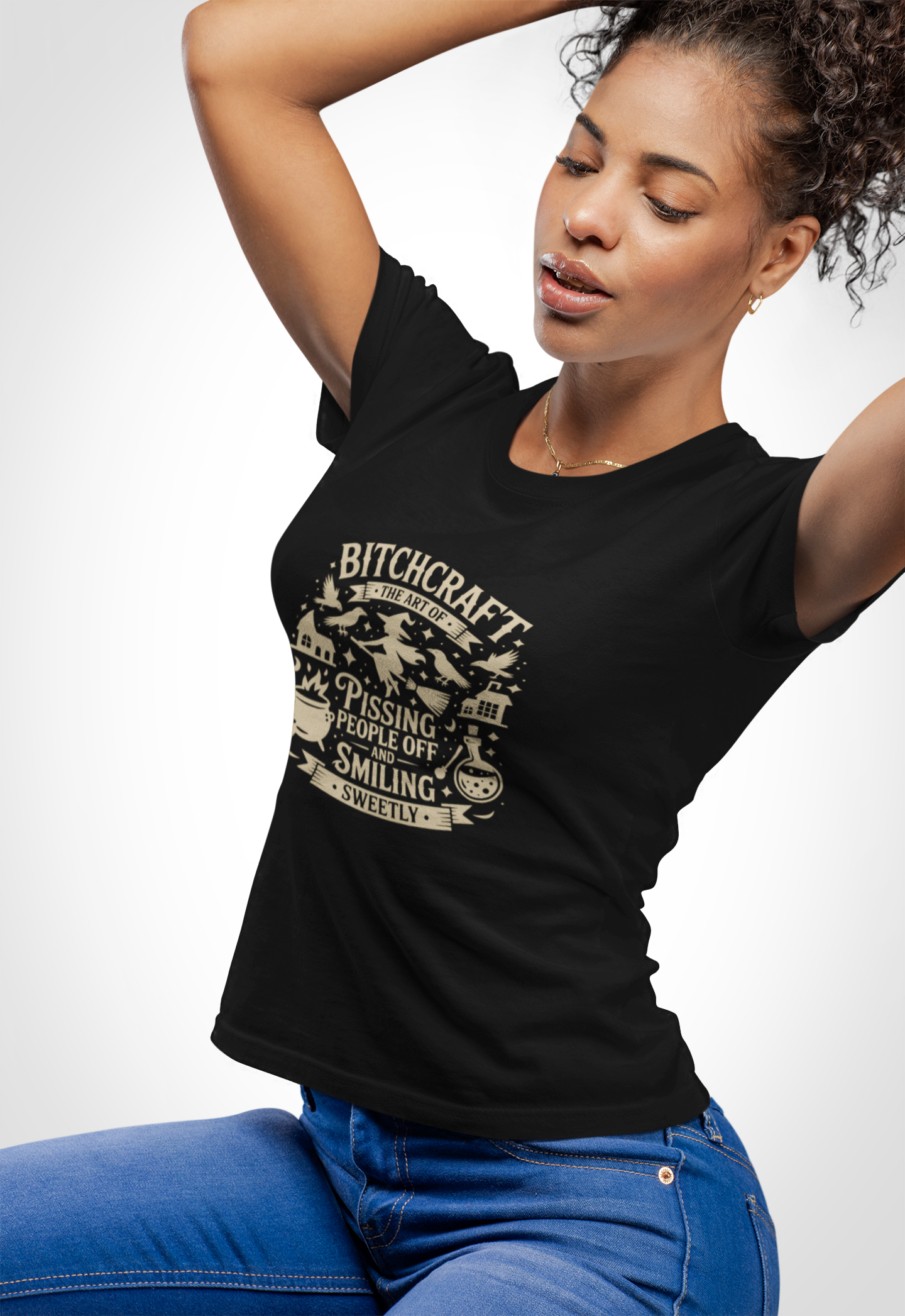 Black Bitchcraft Unisex Tee: Magical Attitude Shirt, Witchy Apparel, Unique Gift, Humor T-Shirt, Fun Everyday Wear