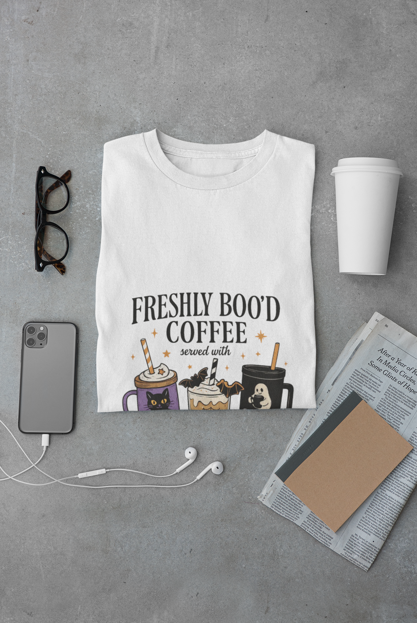 Freshly Boo'd Coffee Served with Scream & Sugar Unisex Tee: Magical Attitude Shirt, Witchy Apparel, Unique Gift, Humor T-Shirt, Fun Everyday Wear