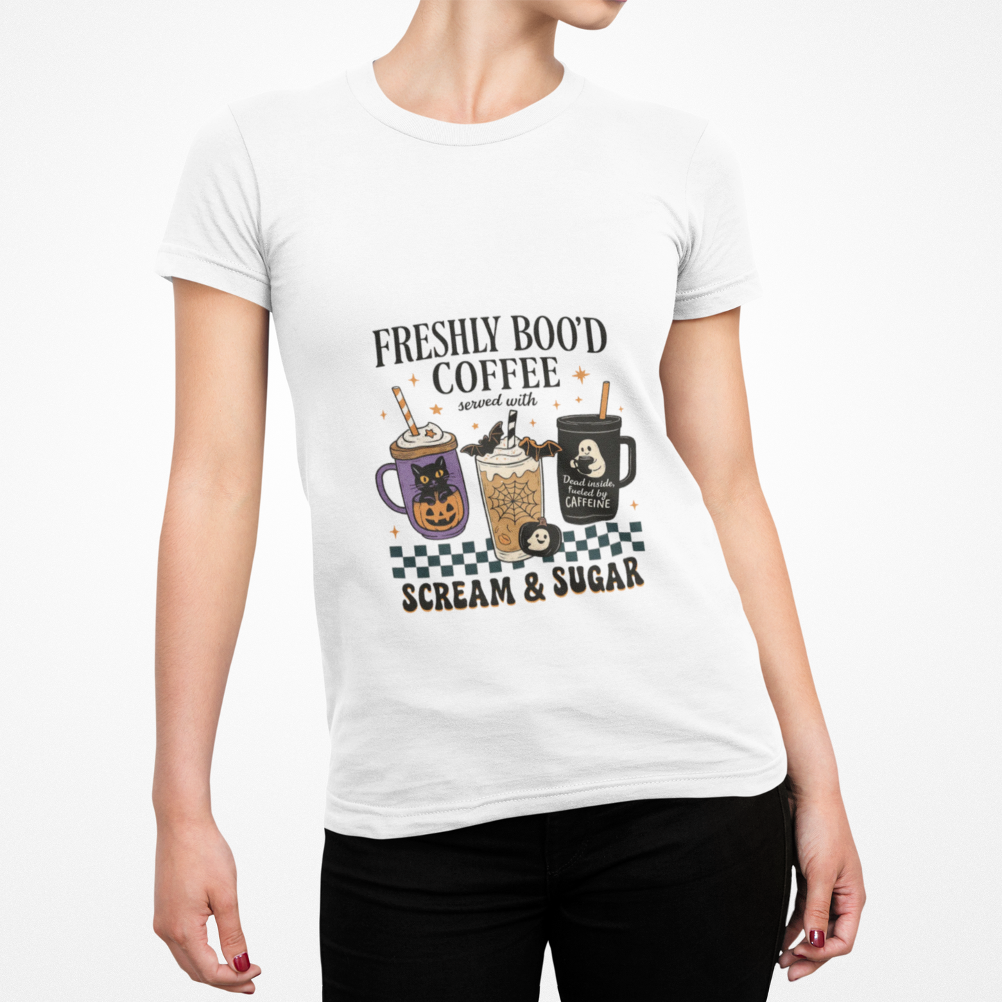 Freshly Boo'd Coffee Served with Scream & Sugar Unisex Tee: Magical Attitude Shirt, Witchy Apparel, Unique Gift, Humor T-Shirt, Fun Everyday Wear