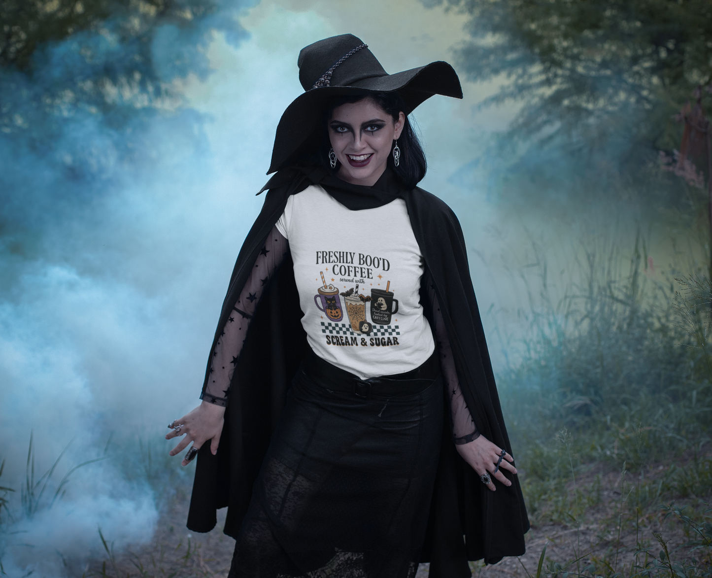Freshly Boo'd Coffee Served with Scream & Sugar Unisex Tee: Magical Attitude Shirt, Witchy Apparel, Unique Gift, Humor T-Shirt, Fun Everyday Wear
