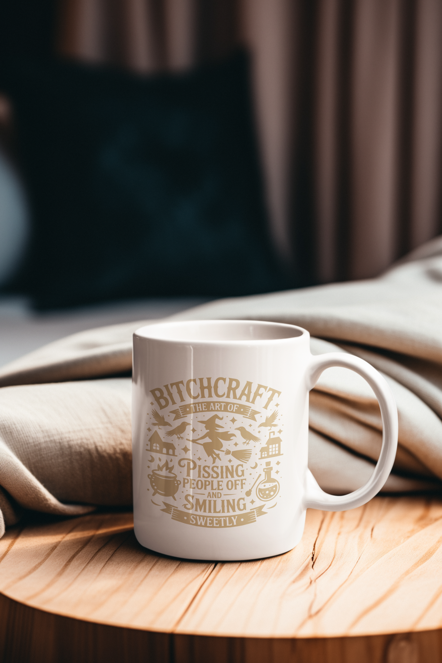 Bitchcraft Gold and White Ceramic Mug, Inspirational Coffee Cup, Heartfelt Gift, Self-Care, Home Decor, Morning Routine, Thoughtful Present