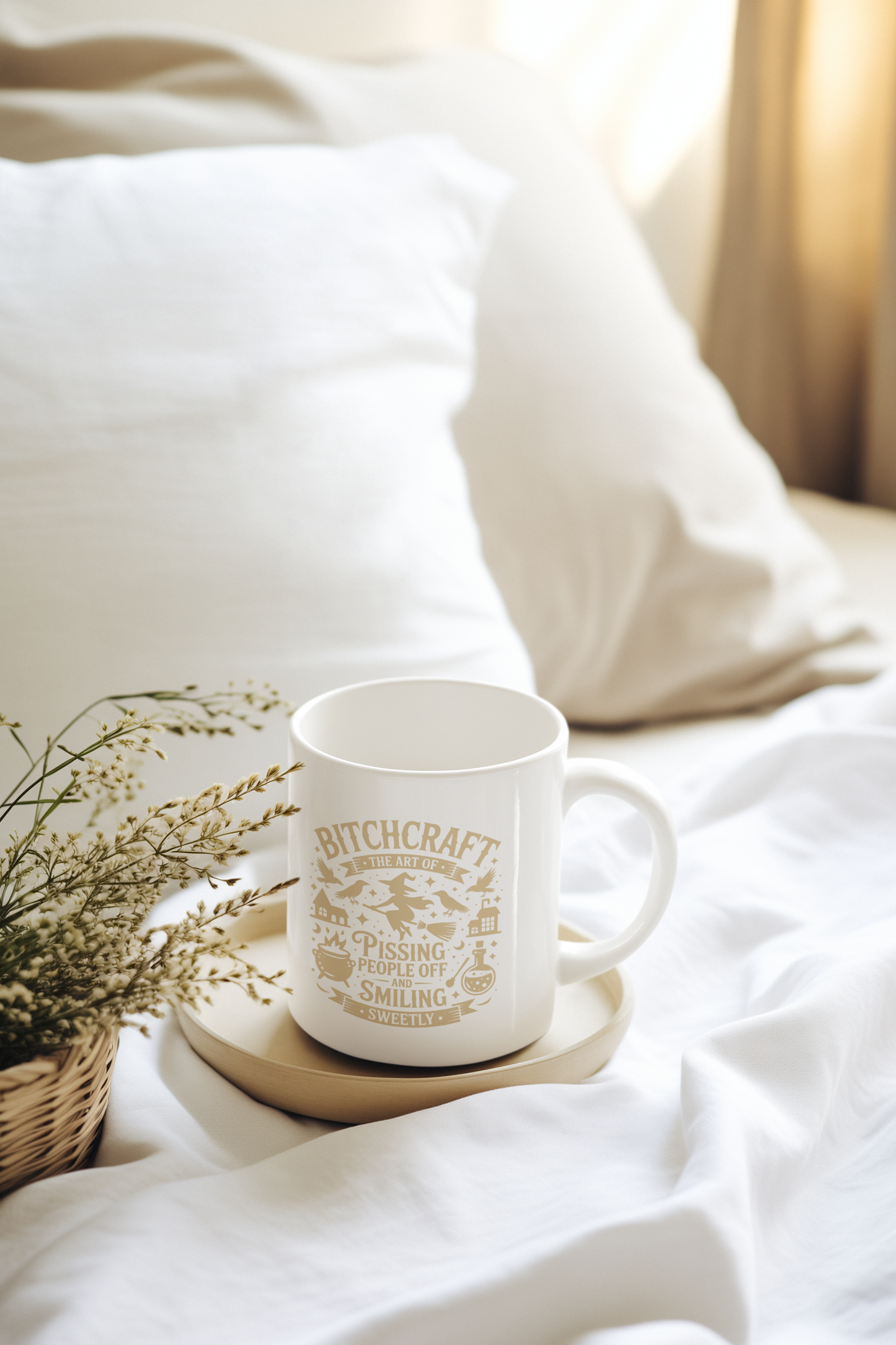 Bitchcraft Gold and White Ceramic Mug, Inspirational Coffee Cup, Heartfelt Gift, Self-Care, Home Decor, Morning Routine, Thoughtful Present