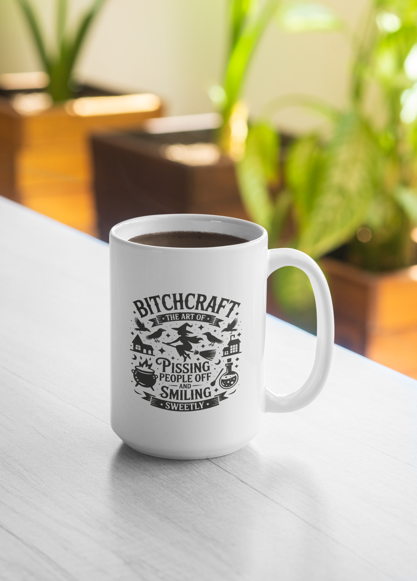 Bitchcraft Black and White Ceramic Mug, Inspirational Coffee Cup, Heartfelt Gift, Self-Care, Home Decor, Morning Routine, Thoughtful Present
