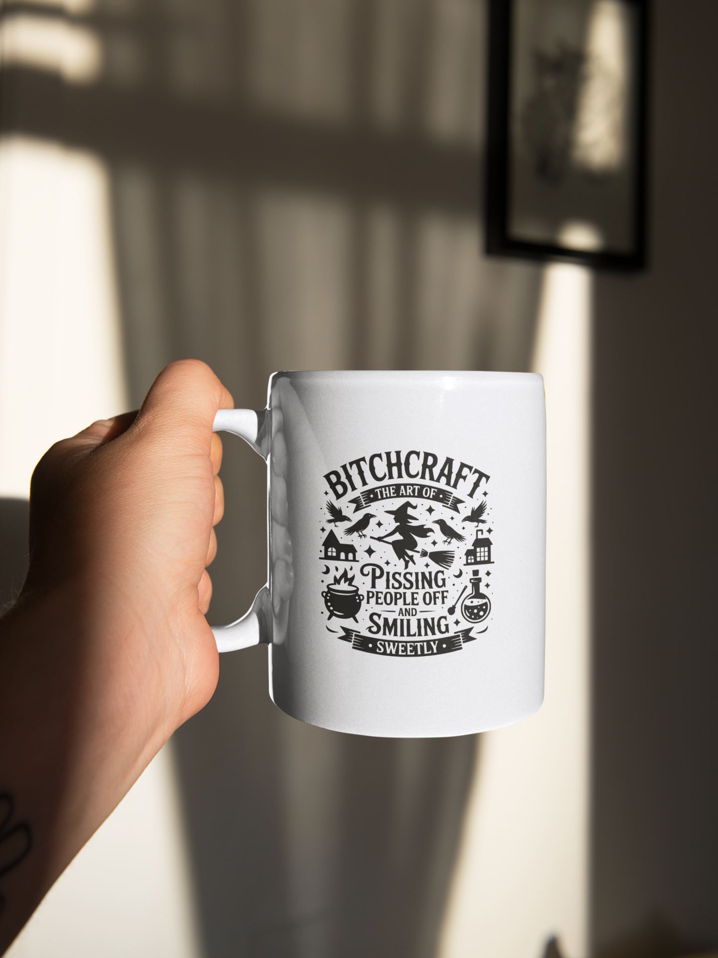 Bitchcraft Black and White Ceramic Mug, Inspirational Coffee Cup, Heartfelt Gift, Self-Care, Home Decor, Morning Routine, Thoughtful Present