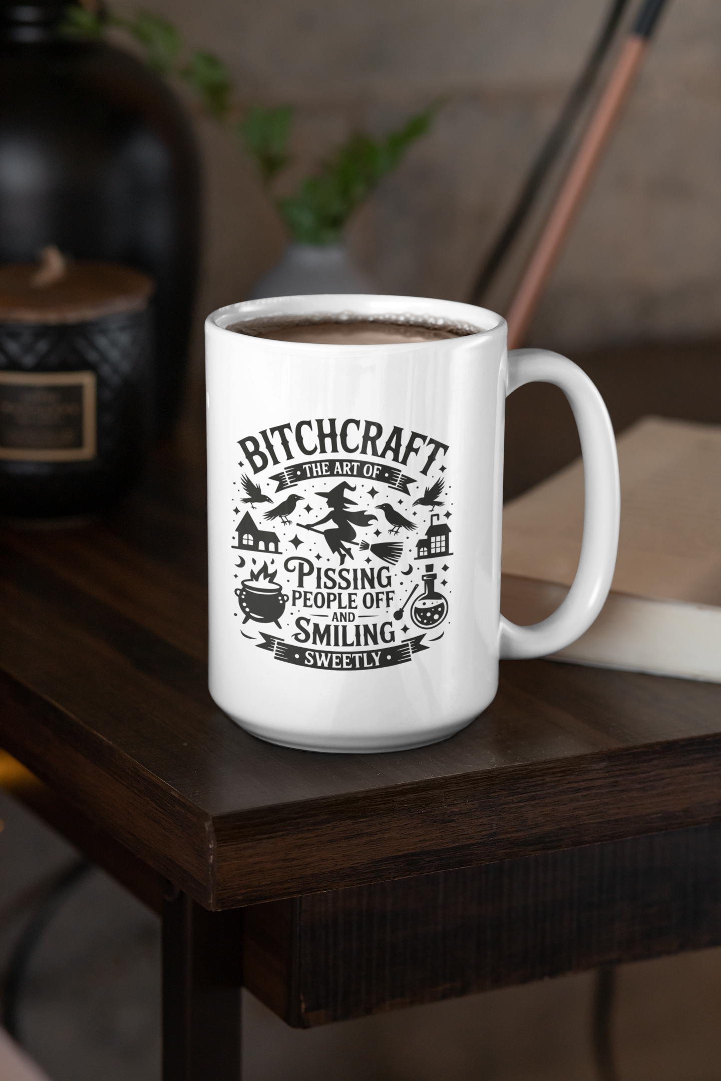 Bitchcraft Black and White Ceramic Mug, Inspirational Coffee Cup, Heartfelt Gift, Self-Care, Home Decor, Morning Routine, Thoughtful Present