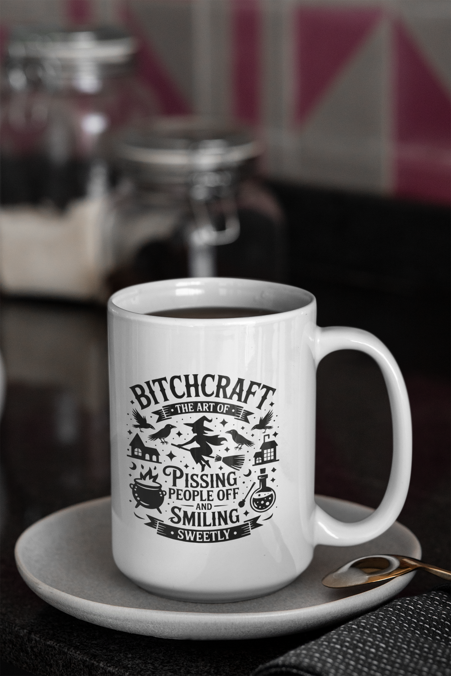Bitchcraft Black and White Ceramic Mug, Inspirational Coffee Cup, Heartfelt Gift, Self-Care, Home Decor, Morning Routine, Thoughtful Present