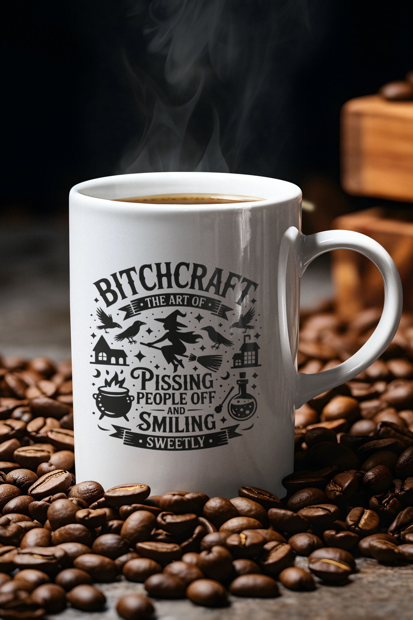 Bitchcraft Black and White Ceramic Mug, Inspirational Coffee Cup, Heartfelt Gift, Self-Care, Home Decor, Morning Routine, Thoughtful Present