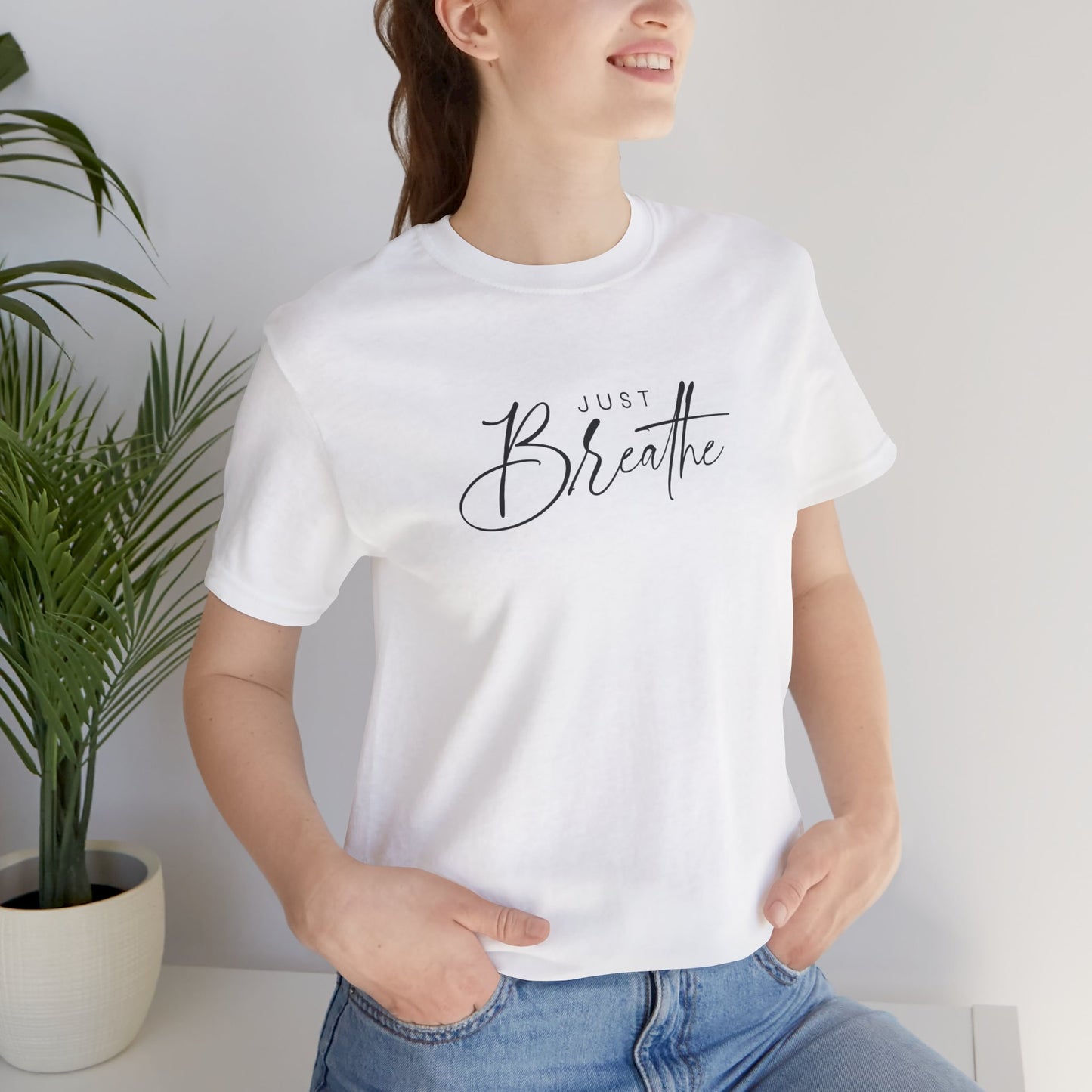 Just Breathe Short Sleeve Tee - Unisex T-shirt for Everyday Wear, Casual Gift, Trendy Apparel, Perfect for Self-Expression, [...]