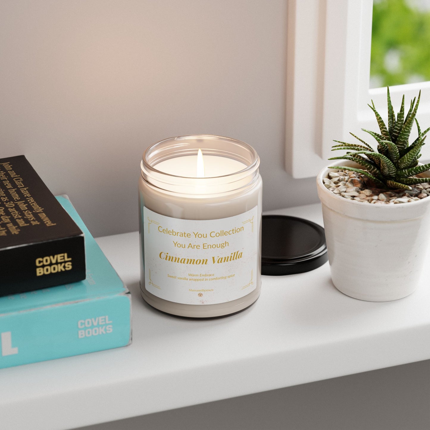 Celebrate You Collection: You Are Enough - Cinnamon Vanilla Relaxing Scented Soy Candle, Aromatherapy Candle, Gift for Her, Home Decor, Self-Care, Zen Meditation
