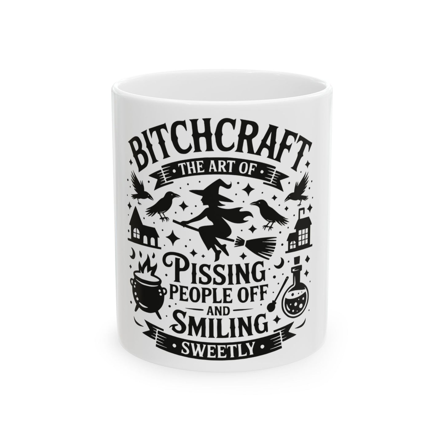 Bitchcraft Black and White Ceramic Mug, Inspirational Coffee Cup, Heartfelt Gift, Self-Care, Home Decor, Morning Routine, Thoughtful Present