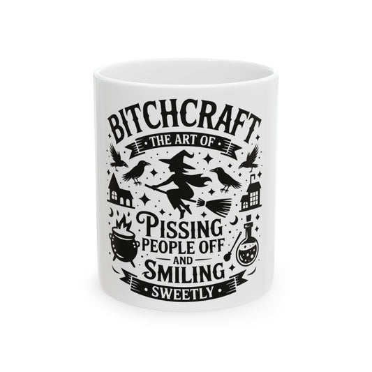 Bitchcraft Black and White Ceramic Mug, Inspirational Coffee Cup, Heartfelt Gift, Self-Care, Home Decor, Morning Routine, Thoughtful Present