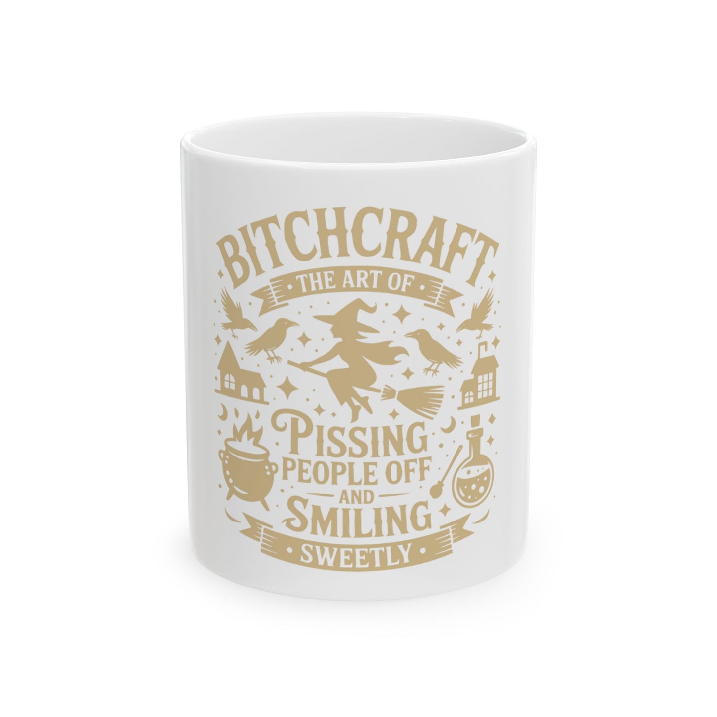 Bitchcraft Gold and White Ceramic Mug, Inspirational Coffee Cup, Heartfelt Gift, Self-Care, Home Decor, Morning Routine, Thoughtful Present