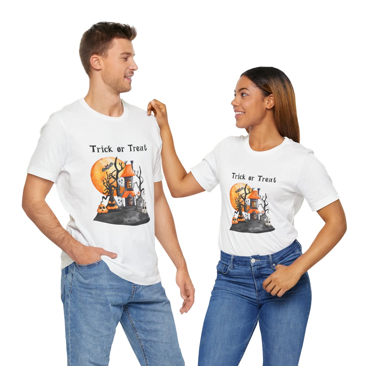 Funny Trick or Treat  Unisex Tee: Magical Attitude Shirt, Witchy Apparel, Unique Gift, Humor T-Shirt, Fun Everyday Wear