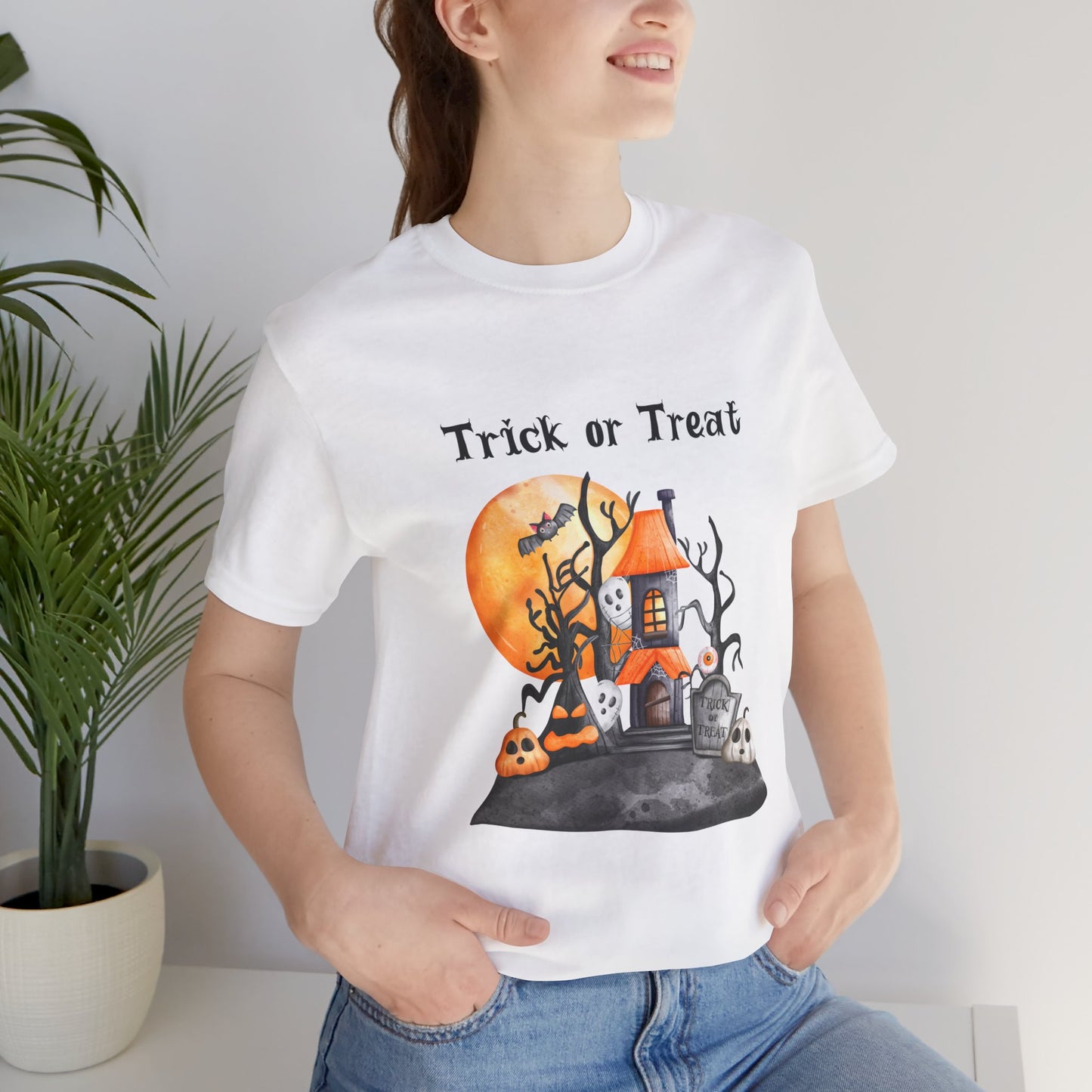 Funny Trick or Treat  Unisex Tee: Magical Attitude Shirt, Witchy Apparel, Unique Gift, Humor T-Shirt, Fun Everyday Wear