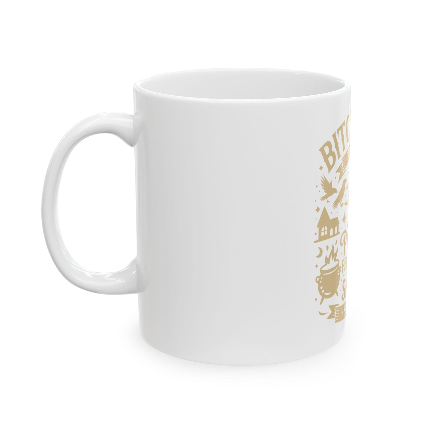 Bitchcraft Gold and White Ceramic Mug, Inspirational Coffee Cup, Heartfelt Gift, Self-Care, Home Decor, Morning Routine, Thoughtful Present
