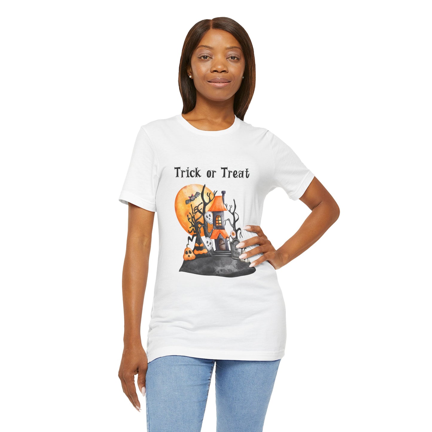 Funny Trick or Treat  Unisex Tee: Magical Attitude Shirt, Witchy Apparel, Unique Gift, Humor T-Shirt, Fun Everyday Wear