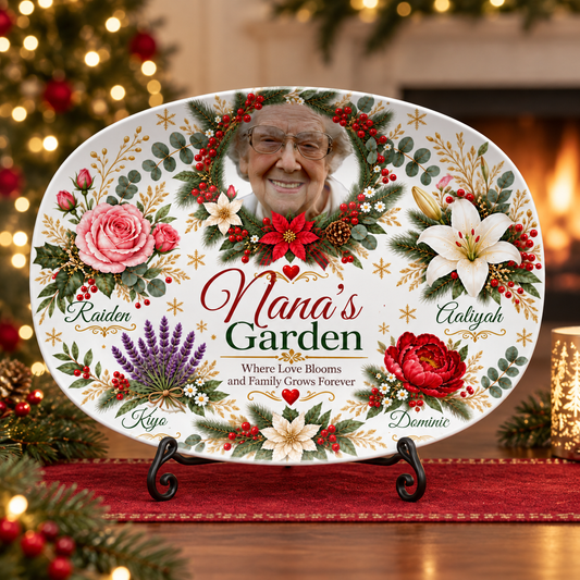 Personalized Nana's Garden Platter with Names & Photo