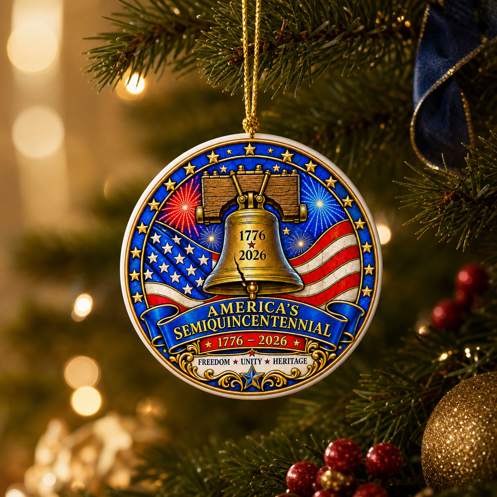 America 250th Anniversary Christmas Ornament | 3-Inch Ceramic Keepsake